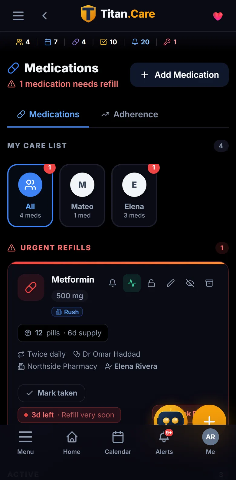 Medications in Titan.Care gathered from several hospitals